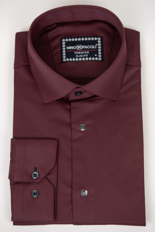 Burgundy Nino Pacoli slim-fit shirt