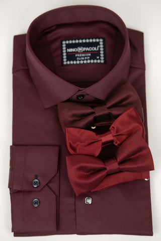 Burgundy Nino Pacoli slim-fit shirt