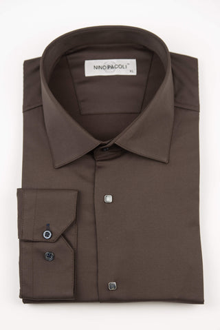 Dark brown Nino Pacoli regular fit shirt