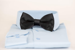 Black satin bow tie