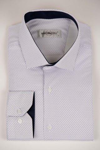 White Nino Pacoli regular fit shirt with a blue pattern