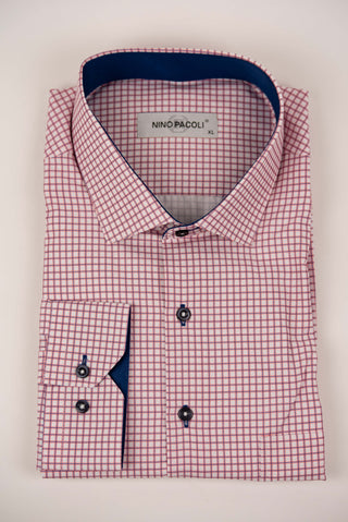 Nino Pacoli regular fit shirt with red plaid pattern