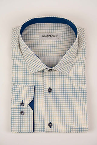 Nino Pacoli regular fit shirt with green plaid pattern