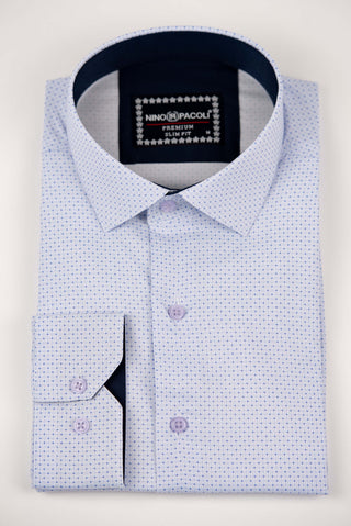 Light purple Nino Pacoli slim-fit shirt with a pattern