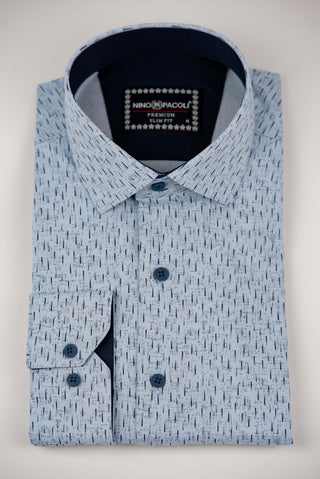 Light blue Nino Pacoli slim-fit shirt with a pattern