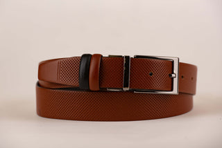 Abpusēji valkājama brūna/melna ādas josta