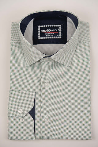 Nino Pacoli slim-fit shirt with a detailed green pattern