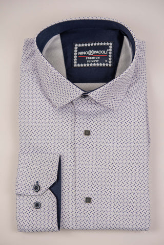 Nino Pacoli slim-fit shirt with a detailed purple pattern