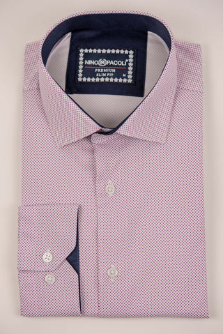 Light purple Nino Pacoli slim-fit shirt with a detailed purple pattern
