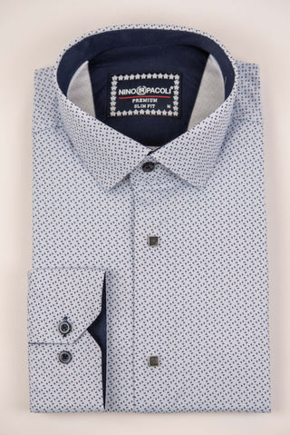 Nino Pacoli slim-fit shirt with a detailed purple and blue pattern