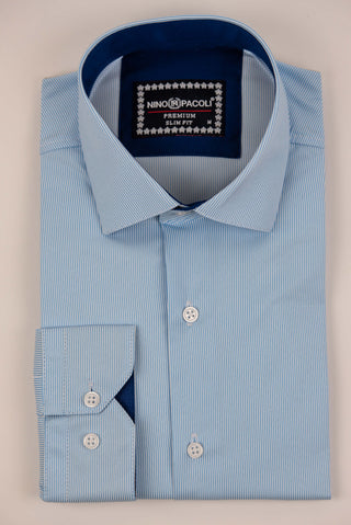 Nino Pacoli slim-fit shirt with light blue and white stripes