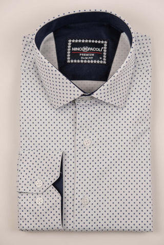 Nino Pacoli slim-fit shirt with a blue pattern