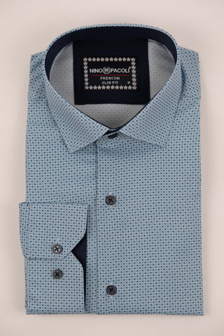 Nino Pacoli slim-fit shirt with a dark blue pattern