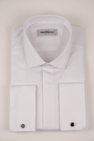 White Nino Pacoli regular fit shirt with cufflinks