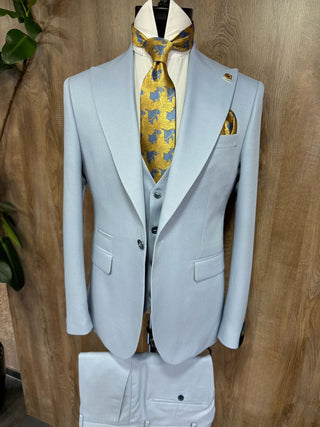 Gaiši zils Quesste slim fit uzvalks ar vesti
