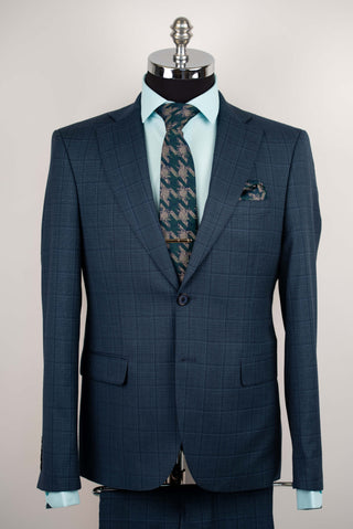 Zils Lucio slim fit uzvalks ar rūtainu rakstu