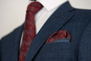 Dark blue Lucio slim fit suit with a fine plaid pattern