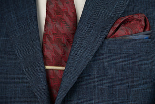 Dark blue Lucio slim fit suit with a fine plaid pattern