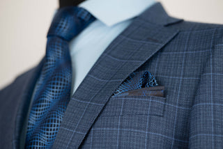 Blue Lucio slim fit suit with a plaid pattern