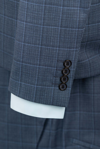 Blue Lucio slim fit suit with a plaid pattern