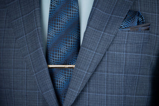 Blue Lucio slim fit suit with a plaid pattern