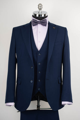 Tumši zils Franko Cardini slim fit uzvalks ar vesti