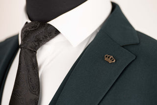 Tumši zaļš Franko Cardini slim fit uzvalks ar vesti