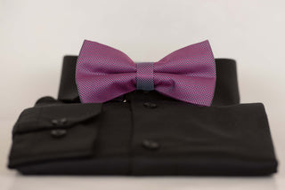 Purple bow tie with blue inlays