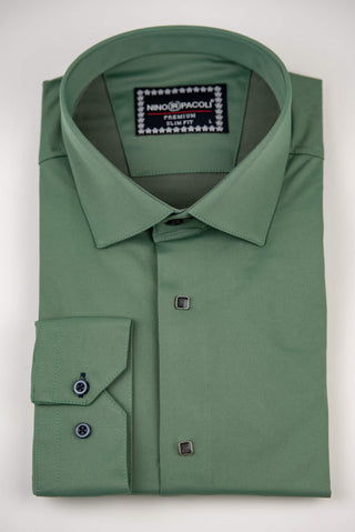 Sūnu zaļš Nino Pacoli slim fit krekls