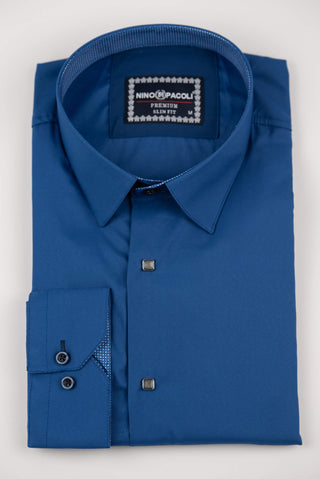 Zils Nino Pacoli slim fit krekls