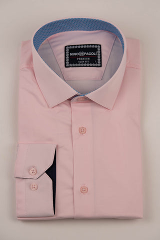 Rozā Nino Pacoli slim fit krekls