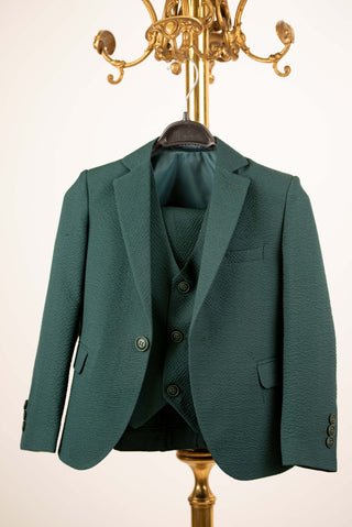 Green Zenmoni kids' suit with a vest