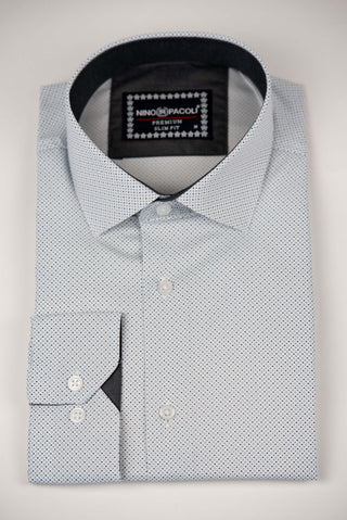 Balts Nino Pacoli slim fit krekls ar rakstu