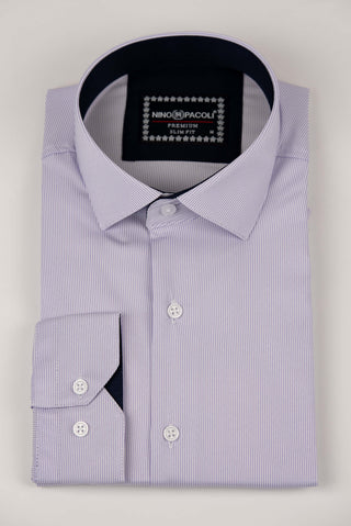 Nino Pacoli slim fit krekls ar violetām un baltām svītrām