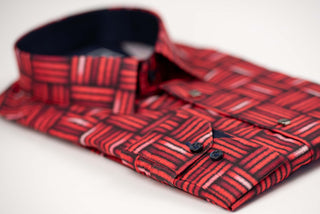 Sarkans Nino Pacoli slim fit krekls ar rakstu