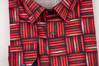 Sarkans Nino Pacoli slim fit krekls ar rakstu