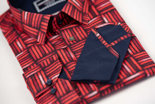 Sarkans Nino Pacoli slim fit krekls ar rakstu