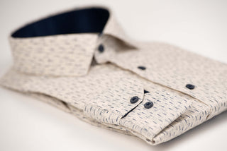 Light beige Nino Pacoli slim-fit shirt with a pattern