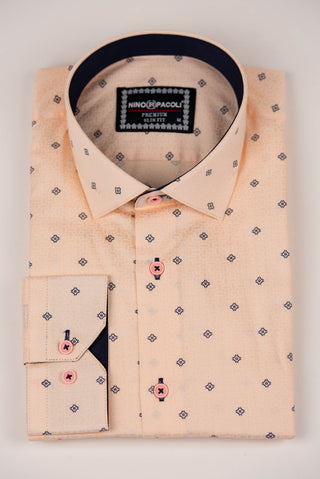 Gaiši oranžs Nino Pacoli slim fit krekls ar rakstu