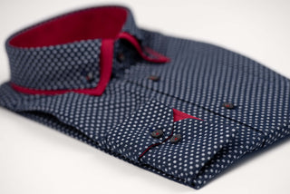 Dark blue Nino Pacoli slim-fit shirt with red details