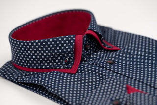 Dark blue Nino Pacoli slim-fit shirt with red details