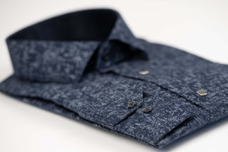 Tumši zils Nino Pacoli slim fit krekls ar rakstu