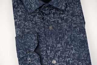 Tumši zils Nino Pacoli slim fit krekls ar rakstu
