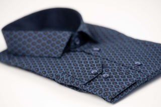 Tumši zils Nino Pacoli slim fit krekls ar ornamentiem