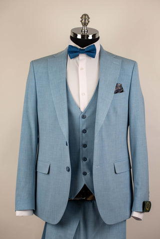 Gaiši zils Quesste slim fit uzvalks ar vesti