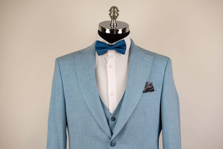Light blue Quesste slim fit suit with a vest