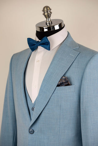 Light blue Quesste slim fit suit with a vest