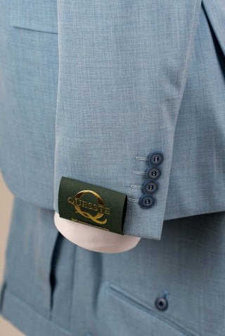 Light blue Quesste slim fit suit with a vest