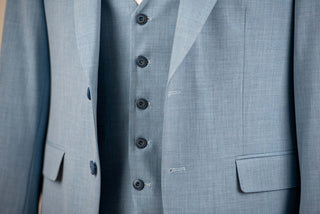 Light blue Quesste slim fit suit with a vest