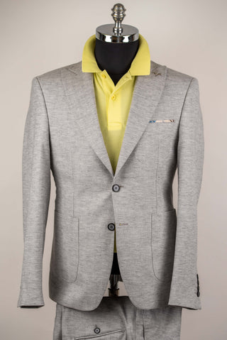 Gaiši pelēks Emilio Massimo slim fit elastīgs uzvalks